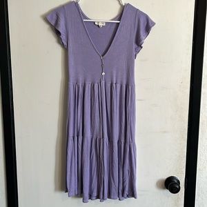 See You Monday Purple Ribbed Mini Dress